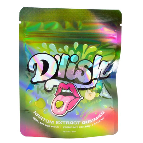 D’lish Kratom Extract Gummies 250mg MIT Sour Green Apple 5 count