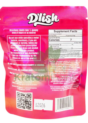 D’lish Kratom Extract Gummies 250mg MIT Sour Patch Watermelon 5 count