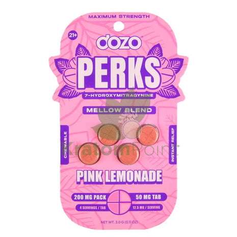 Dozo Perks 7-OH MAXIMUM STRENGTH Mellow Blend Pink Lemonade Tablets 4ct Hydroxy