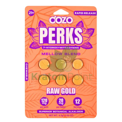 Dozo Perks 7-OH Mellow Blend Raw Gold Tablets 6ct Hydroxy