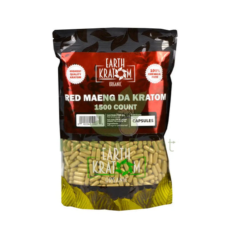 Earth Kratom Red Maeng Da Capsules, 1500 Count