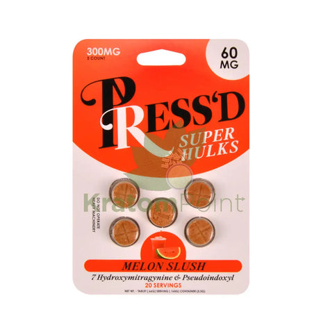 Press’d Super Hulk Kratom Melon Slush 7 OH + Pseudo 5 Tablets Hydroxy