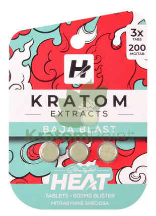 Straight Heat Baja Blast Kratom Extract 200mg Tablets 3ct