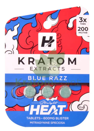 Straight Heat Blue Razz Kratom Extract 200mg Tablets 3ct