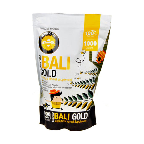Bumble Bee Bali Gold Kratom, 1000 count capsules