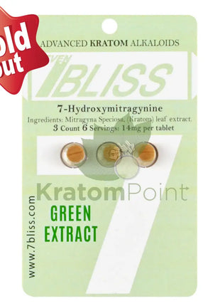 7 Bliss Hydroxymitragynine Kratom Tablets Green Extract 3 Count