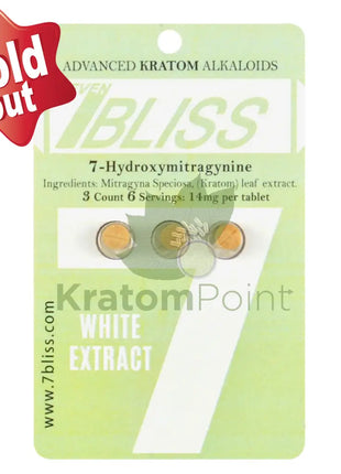 7 Bliss Hydroxymitragynine Kratom Tablets White Extract 3 Count