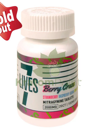 7 Lives Berry Craze 2000mg Mitragynine Tablets 20 count kratom extract