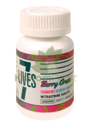 7 Lives Berry Craze 2000mg Mitragynine Tablets 20 count kratom extract