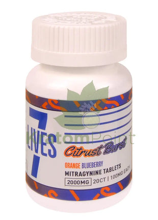 7 Lives Citrus Burst 2000mg Mitragynine Tablets 20 count kratom extract