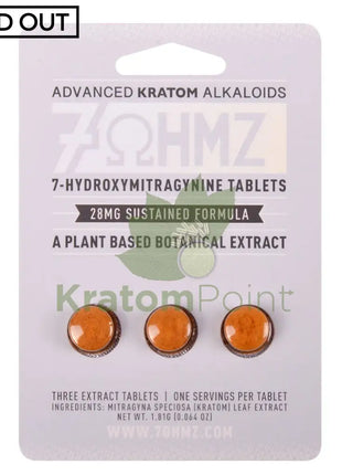 7 OHMZ 28mg Sustained Formula Kratom Tablets 3 Count Hydroxy