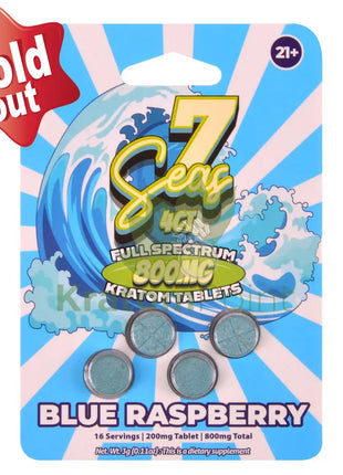 7 Seas Blue Raspberry Full Spectrum Kratom Tablets 800mg 4ct kratom extract