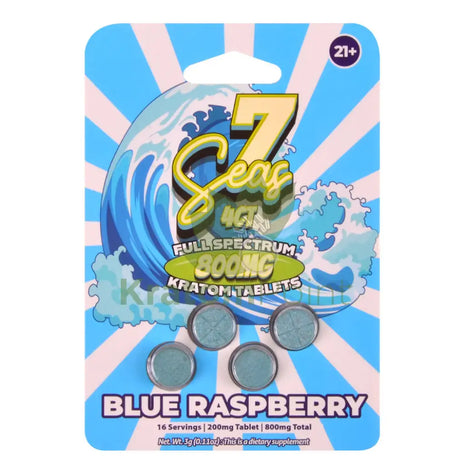 7 Seas Blue Raspberry Full Spectrum Kratom Tablets 800mg 4ct kratom extract