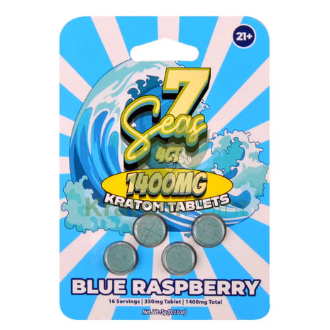 7 Seas Blue Raspberry Kratom Tablets 1400mg 4ct - kratom extract