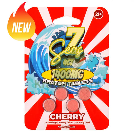 7 Seas Cherry Kratom Tablets 1400mg 4ct - kratom extract
