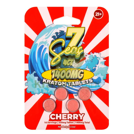 7 Seas Cherry Kratom Tablets 1400mg 4ct - kratom extract
