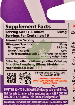 7 Seas Grape Full Spectrum Kratom Tablets 800mg 4ct kratom extract