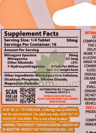 7 Seas Natural Full Spectrum Kratom Tablets 800mg 4ct kratom extract
