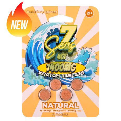 7 Seas Natural Kratom Tablets 1400mg 4ct - kratom extract