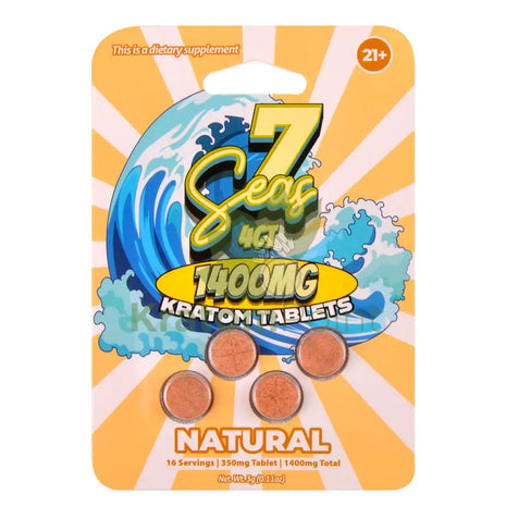 7 Seas Natural Kratom Tablets 1400mg 4ct - kratom extract