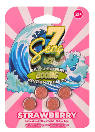 7 Seas Strawberry Full Spectrum Kratom Tablets 800mg 4ct kratom extract