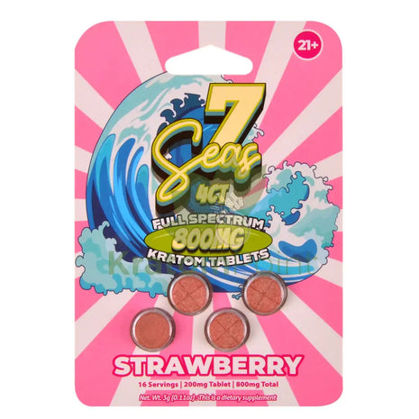 7 Seas Strawberry Full Spectrum Kratom Tablets 800mg 4ct kratom extract