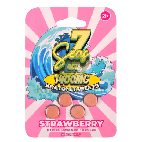 7 Seas Strawberry Kratom Tablets 1400mg 4ct - kratom extract