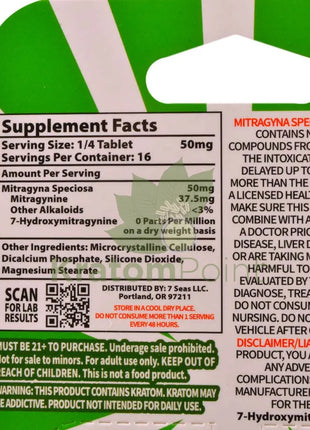 7 Seas Watermelon Full Spectrum Kratom Tablets 800mg 4ct kratom extract