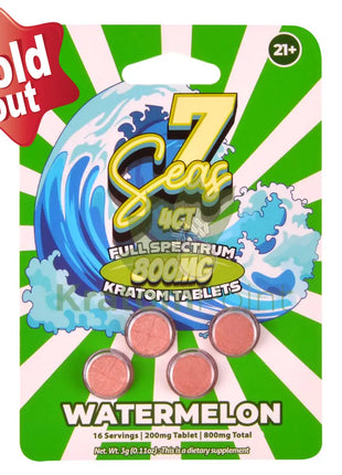 7 Seas Watermelon Full Spectrum Kratom Tablets 800mg 4ct kratom extract