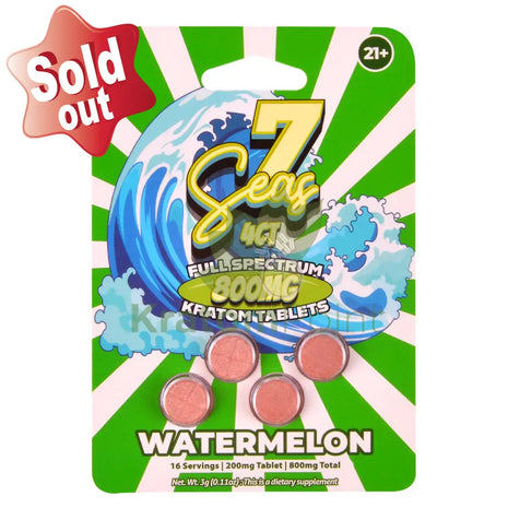 7 Seas Watermelon Full Spectrum Kratom Tablets 800mg 4ct kratom extract