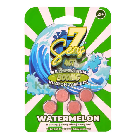 7 Seas Watermelon Full Spectrum Kratom Tablets 800mg 4ct kratom extract