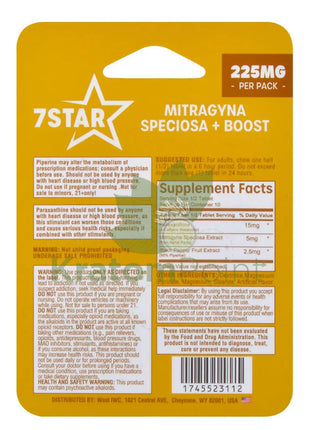 7 Star Mitragyna Speciosa + Boost 225mg Tablets 5ct