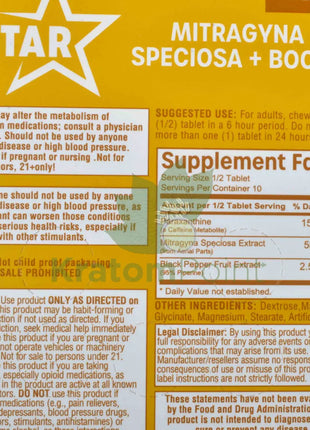 7 Star Mitragyna Speciosa + Boost 225mg Tablets 5ct