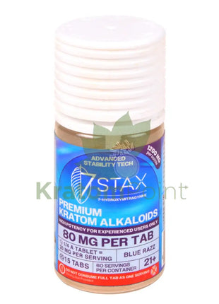 7Stax 7-OH Blue Razz High Potency Premium Kratom Alkaloid 80mg tablets 15 count Hydroxy