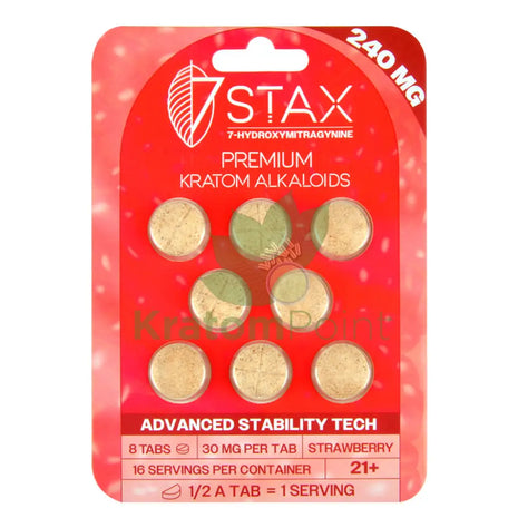 7Stax 7-OH Strawberry Premium Kratom Alkaloid 30mg tablets 8 count Hydroxy