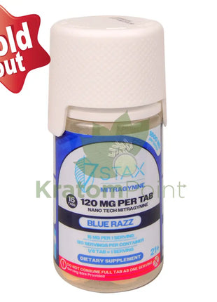 7Stax Nano Tech 120mg Mitragynine Blue Razz Tablets 15 count - kratom extract
