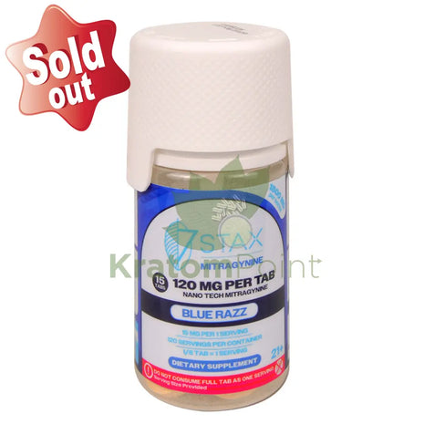 7Stax Nano Tech 120mg Mitragynine Blue Razz Tablets 15 count - kratom extract