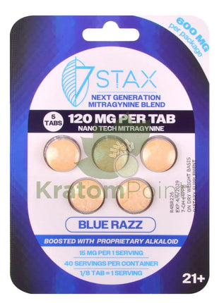 7Stax Nano Tech 120mg Mitragynine Blue Razz Tablets 5 count - kratom extract