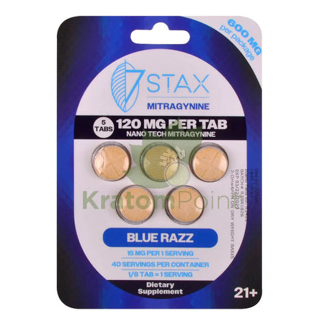 7Stax Nano Tech 120mg Mitragynine Blue Razz Tablets 5 count - kratom extract