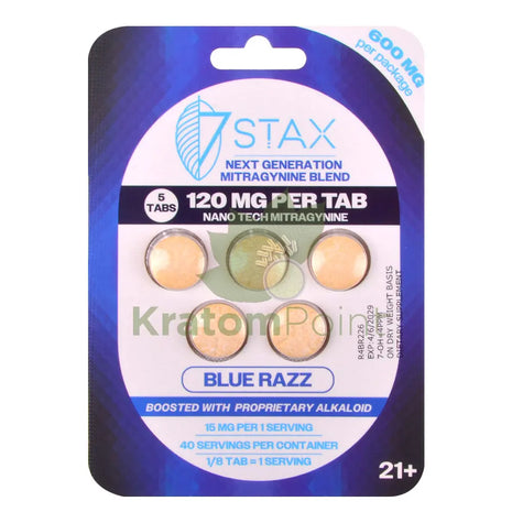 7Stax Nano Tech 120mg Mitragynine Blue Razz Tablets 5 count - kratom extract