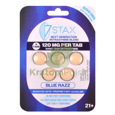 7Stax Nano Tech 120mg Mitragynine Blue Razz Tablets 5 count - kratom extract