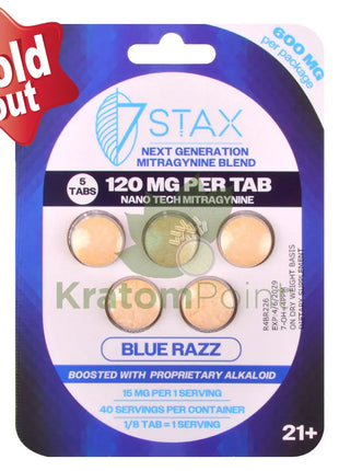 7Stax Nano Tech 120mg Mitragynine Blue Razz Tablets 5 count - kratom extract