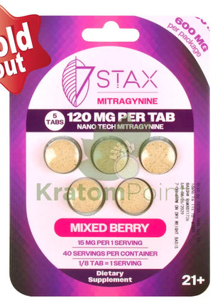 7Stax Nano Tech 120mg Mitragynine Mixed Berry Tablets 5 count - kratom extract