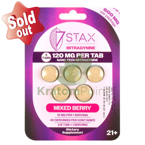 7Stax Nano Tech 120mg Mitragynine Mixed Berry Tablets 5 count - kratom extract