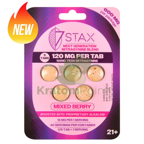 7Stax Nano Tech 120mg Mitragynine Mixed Berry Tablets 5 count - kratom extract