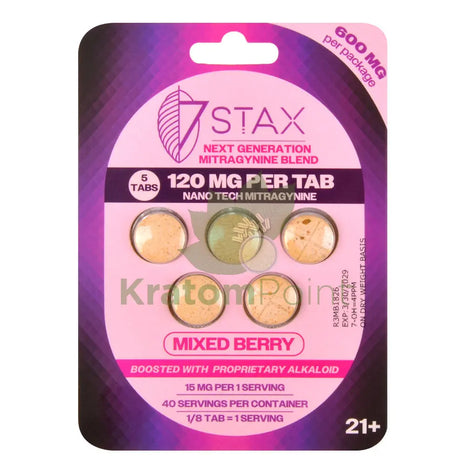 7Stax Nano Tech 120mg Mitragynine Mixed Berry Tablets 5 count - kratom extract