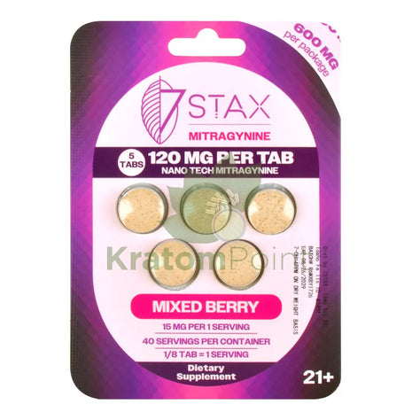 7Stax Nano Tech 120mg Mitragynine Mixed Berry Tablets 5 count - kratom extract