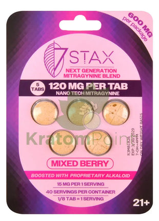 7Stax Nano Tech 120mg Mitragynine Mixed Berry Tablets 5 count - kratom extract