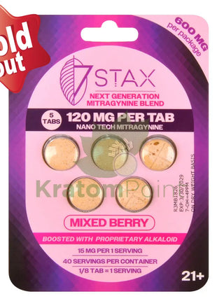 7Stax Nano Tech 120mg Mitragynine Mixed Berry Tablets 5 count - kratom extract