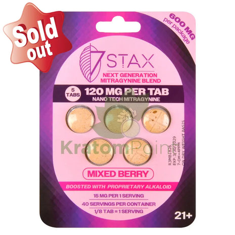 7Stax Nano Tech 120mg Mitragynine Mixed Berry Tablets 5 count - kratom extract